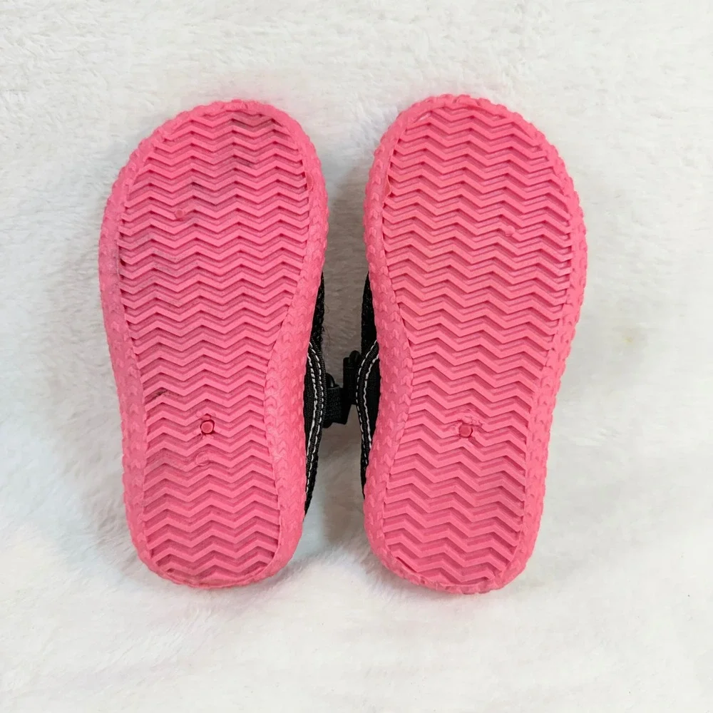 Speedo Kids Water Shoes Black Pink Mary Jane Aqua Socks Size M 7/8 Pool Beach